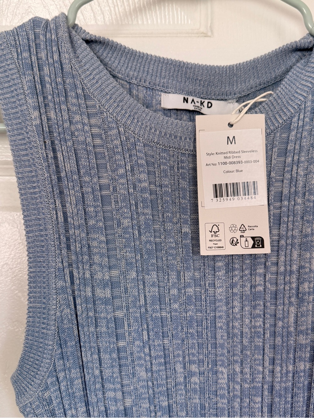 Blue Ribbed Knit Dress - Picture 3 of 4